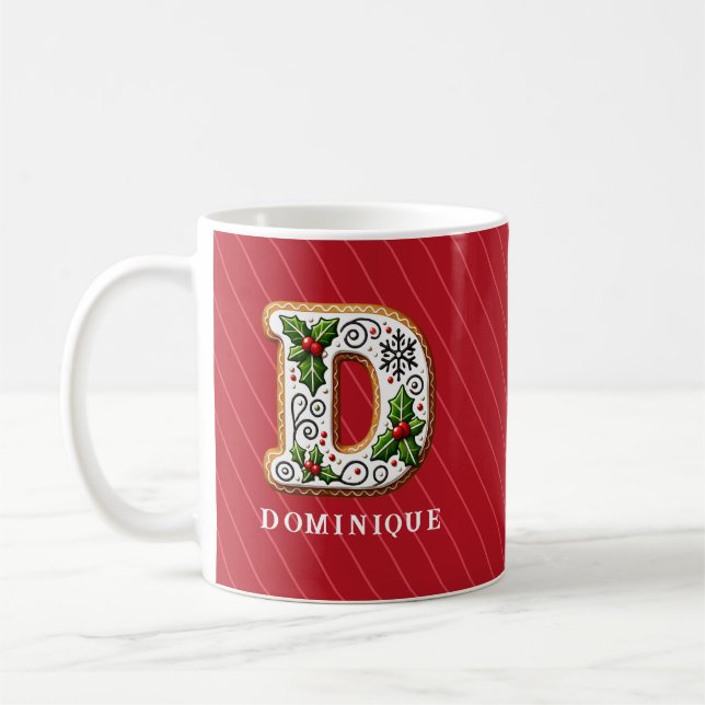 Christmas Cookie Personalised Family Monogram D Coffee Mug (Left)