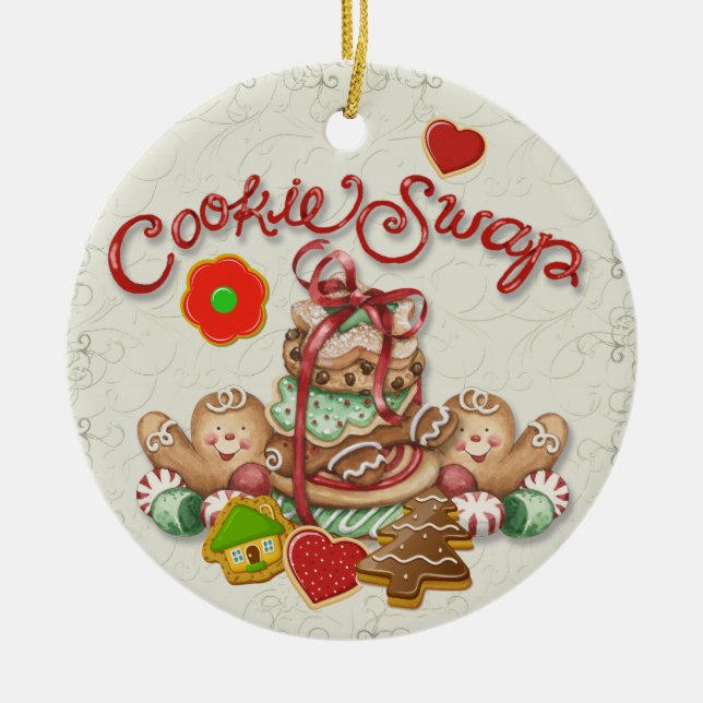 Christmas Cookie Swap Ceramic Ornament (Front)
