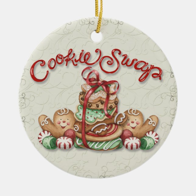 Christmas Cookie Swap Ceramic Ornament (Front)