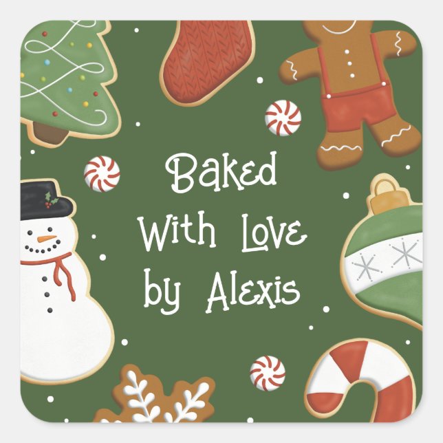 Christmas Cookie Swap Exchange Holiday Party Square Sticker (Front)