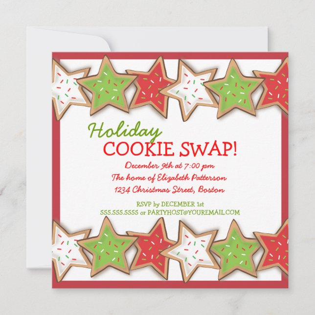 Christmas Cookie Swap Holiday Invitation (Front)