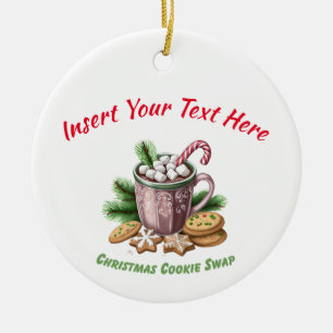 Christmas Cookie Swap - Hot Cocoa Design Ceramic Ornament