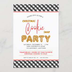 Christmas Cookie Swap Party Christmas Plaid Invitation
