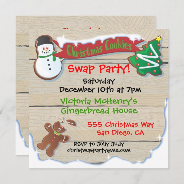 Christmas Cookie Swap Party Invitation (Front/Back)