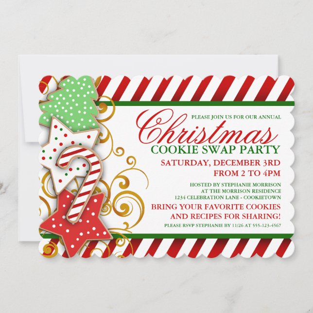 Christmas Cookie Swap Party Invitation (Front)