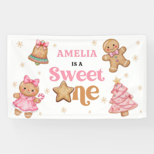 Christmas Cookie Sweet One 1st Birthday Party Banner