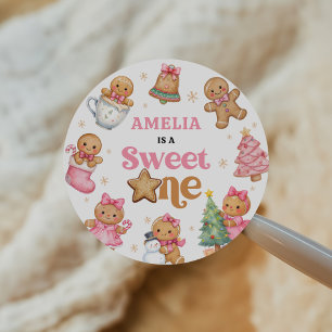Christmas Cookie Sweet One 1st Birthday Party Classic Round Sticker