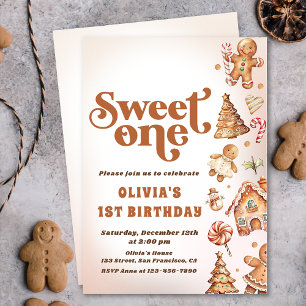 Christmas Cookie Sweet One 1st Birthday Party Invitation