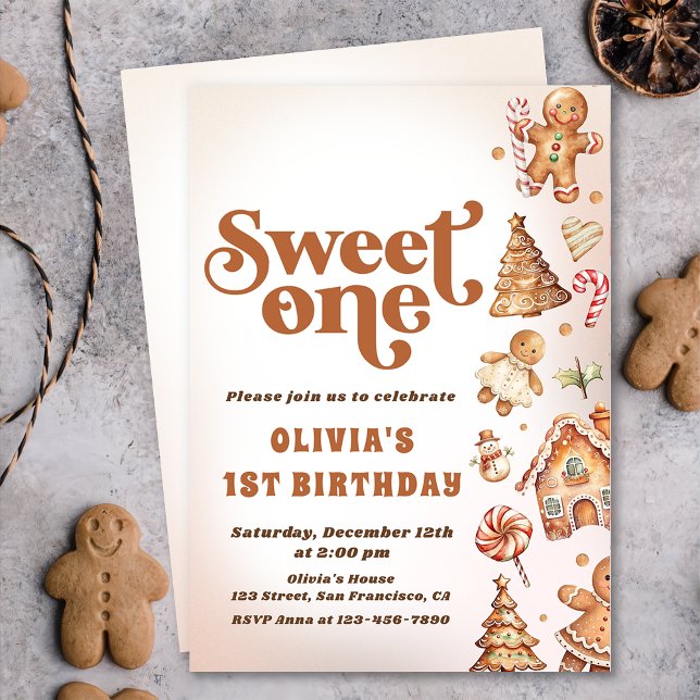 Christmas Cookie Sweet One 1st Birthday Party Invitation (Creator Uploaded)