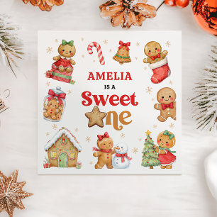 Christmas Cookie Sweet One 1st Birthday Party Napkin