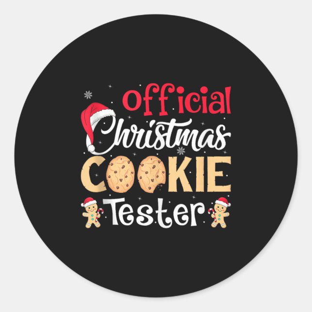 Christmas Cookie Tester Funny Baking Crew Xmas Tan Classic Round Sticker (Front)