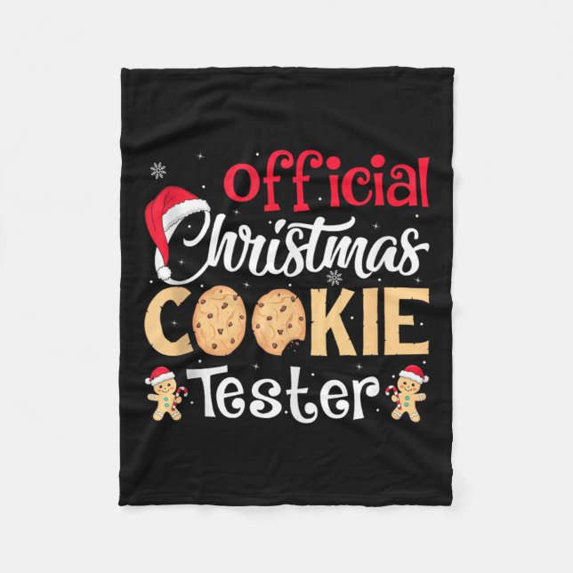 Christmas Cookie Tester Funny Baking Crew Xmas Tan Fleece Blanket (Front)