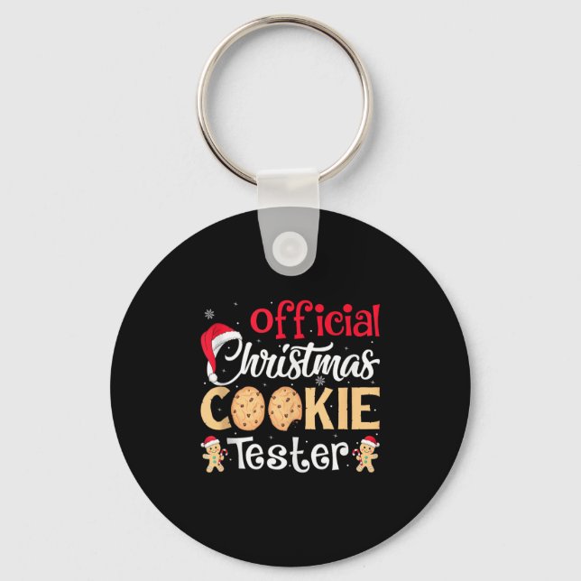 Christmas Cookie Tester Funny Baking Crew Xmas Tan Key Ring (Front)