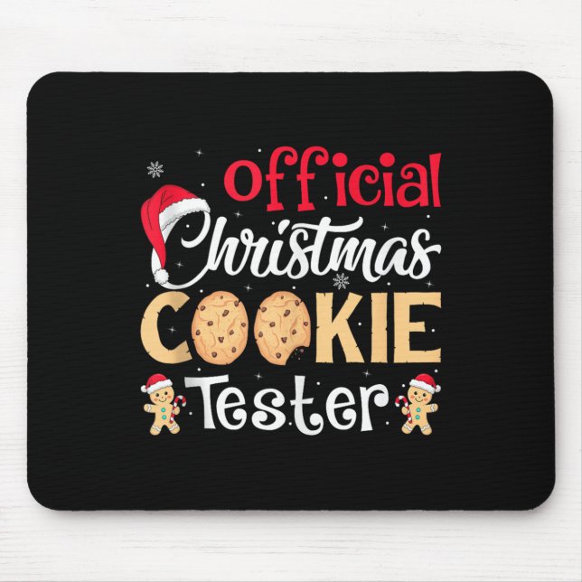 Christmas Cookie Tester Funny Baking Crew Xmas Tan Mouse Pad (Front)