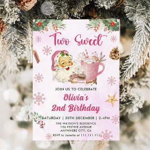 Christmas Cookie Two Sweet 2nd Birthday Party  Invitation