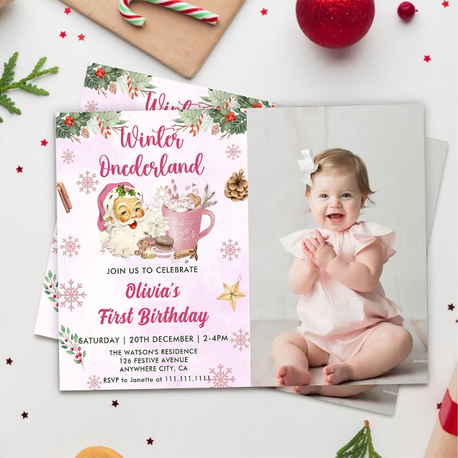 Christmas Cookie Winter Onederland Birthday Photo Invitation (Creator Uploaded)