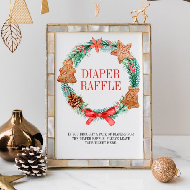 Christmas Cookie Wreath Baby Shower Diaper Raffle Poster (Creator Uploaded)