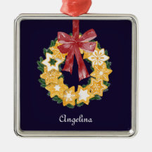 Christmas Cookie Wreath with Navy BlueBackground