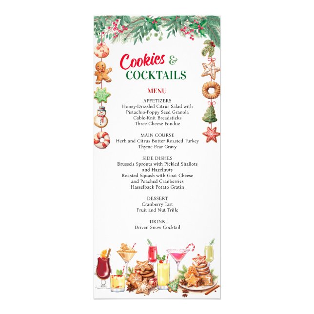 Christmas Cookies and Cocktails Holiday Party Menu (Front)