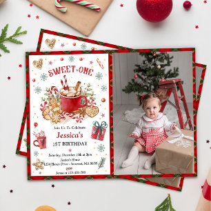 Christmas Cookies and Cocoa 1st Birthday Party  Invitation