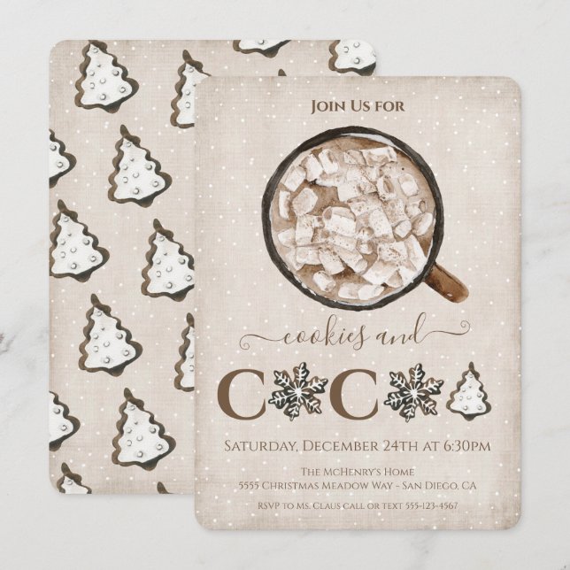 Christmas Cookies and Cocoa Holiday Party Invitation (Front/Back)
