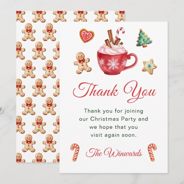 Christmas Cookies and Cocoa Party Thank You Card (Front/Back)