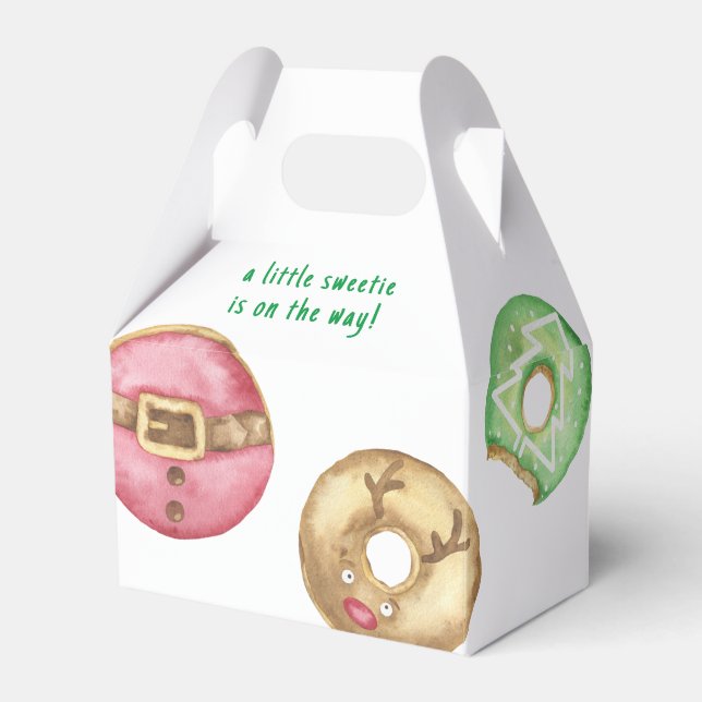 Christmas cookies and doughnuts baby shower favour box (Front Side)