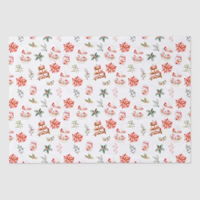 Christmas Cookies and Foliage Red Tissue Paper (Front)