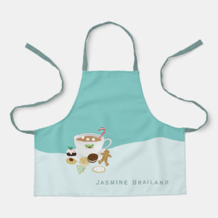 Christmas cookies and hot chocolate custom name apron