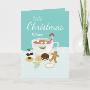 Christmas cookies and hot chocolate holiday card