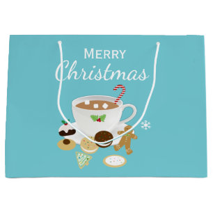 Christmas cookies and hot chocolate holiday large gift bag