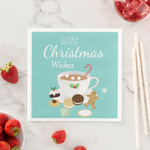 Christmas cookies and hot chocolate holiday     napkin