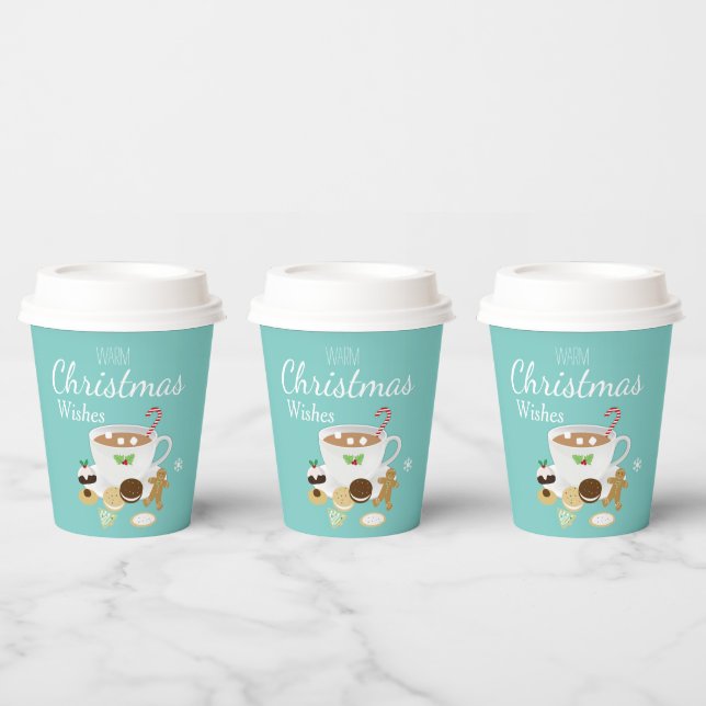 Christmas cookies and hot chocolate holiday       paper cups (Multi)