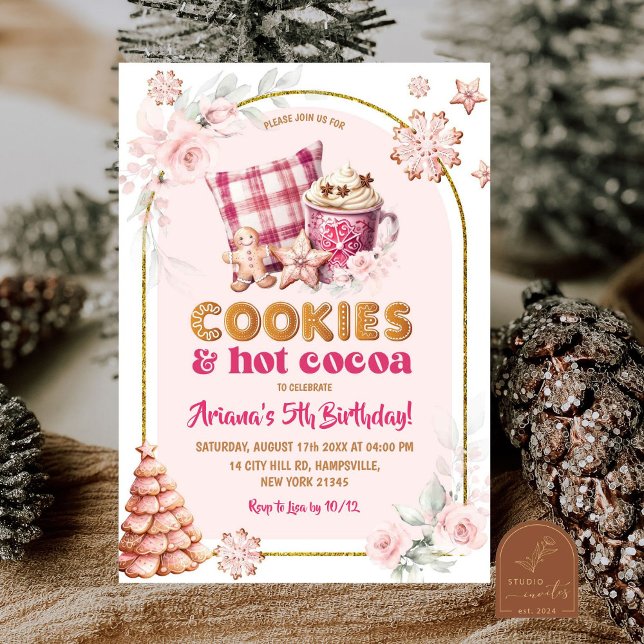 Christmas Cookies and Hot Cocoa Girls Birthday Invitation (Creator Uploaded)