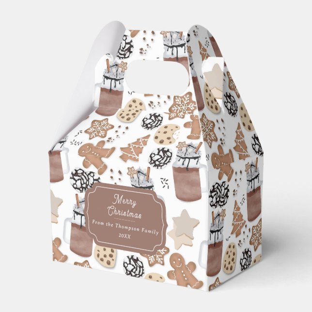 Christmas Cookies and Hot Cocoa Holiday Baking Favour Box (Front Side)