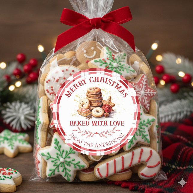 Christmas Cookies Baked With Love Classic Round Sticker (Creator Uploaded)