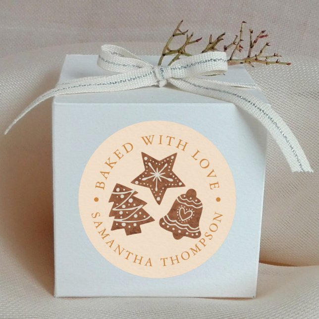 Christmas Cookies Baked with Love Yellow Classic Round Sticker (Creator Uploaded)