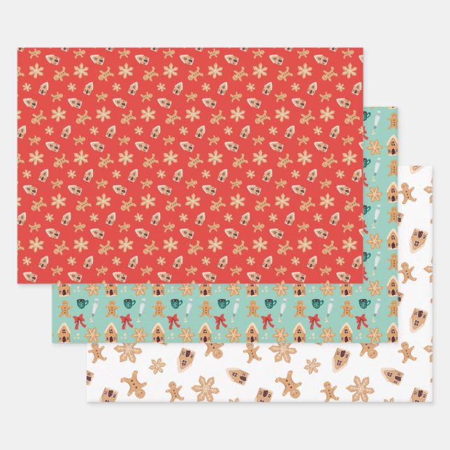 Christmas Cookies Baking Holiday Cute Festive Wrapping Paper Sheet (Set)