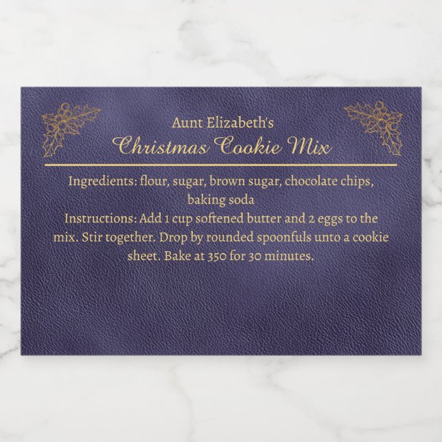 Christmas Cookies Baking Mix Personalised Blue Food Label (Single Label)