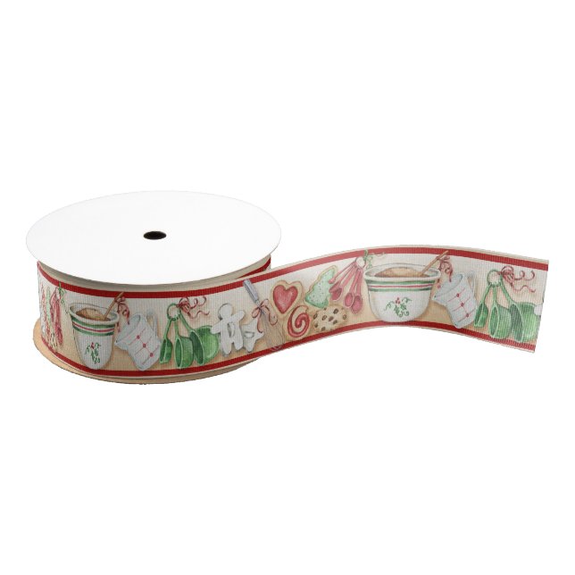 Christmas Cookies & Baking Theme Ribbon Grosgrain Ribbon (Spool)