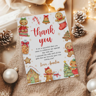 Christmas Cookies Birthday Party Thank You Card