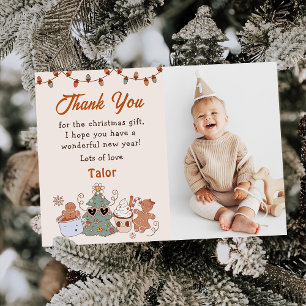 Christmas Cookies Birthday Photo Thank You Card