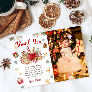 Christmas Cookies Birthday Photo Thank You Card