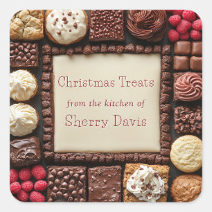 Christmas Cookies Candy Brownies Cupcakes Square Sticker