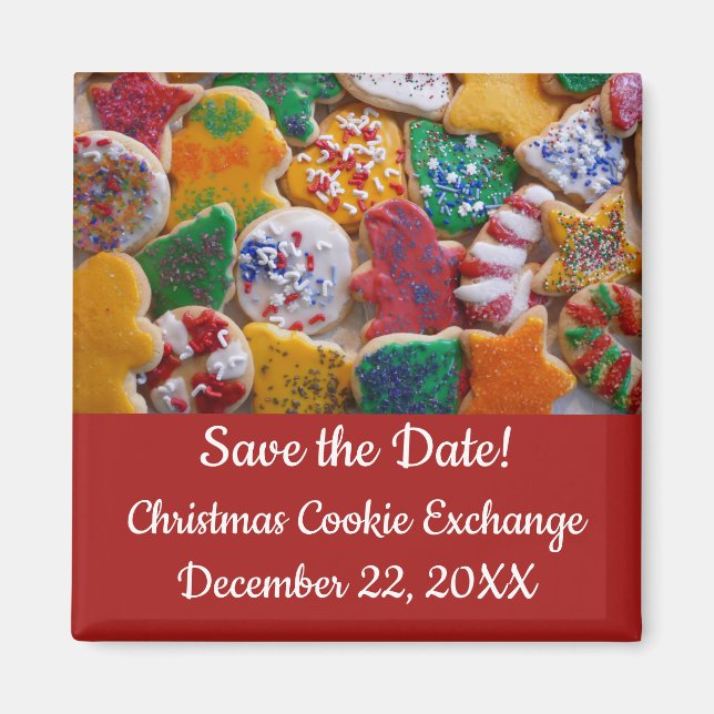 Christmas Cookies Colourful Holiday Save the Date Magnet (Front)