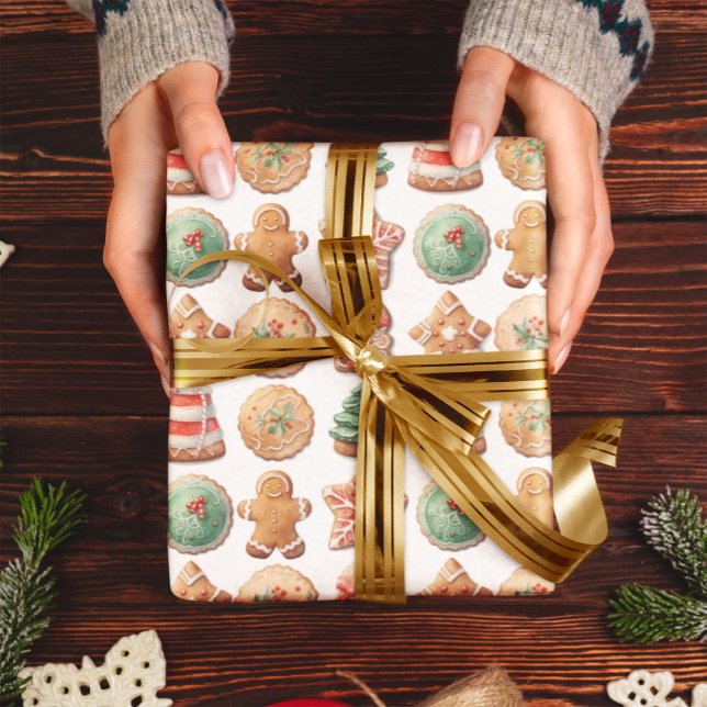 Christmas Cookies Exchange Red Green Holiday Wrapping Paper (Creator Uploaded)
