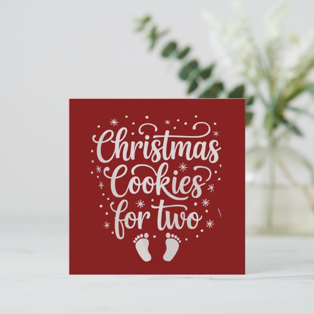 Christmas Cookies For Two Maternity Pregnancy Xmas Holiday Card (Standing Front)