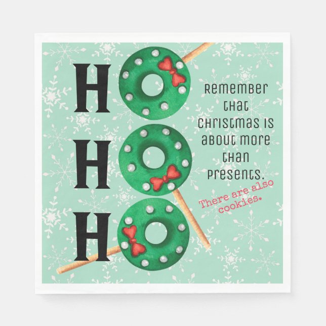 Christmas Cookies Funny Ho Ho Ho  Holiday Napkin (Front)
