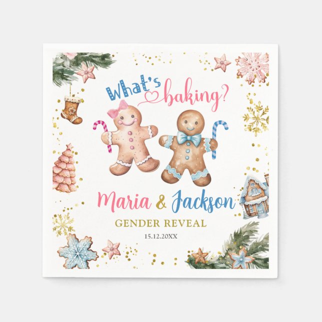 Christmas Cookies Gender Reveal Paper Napkins (Front)