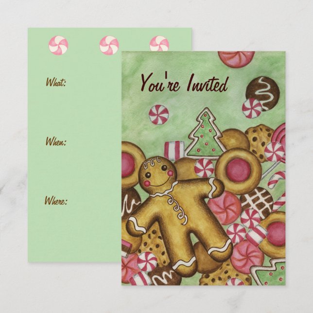 Christmas Cookies Gingerbread Invitations (Front/Back)